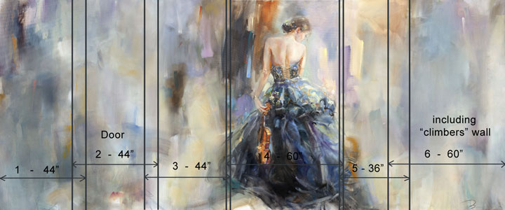 Custom wall design for Florida house - hand embellished giclees glued on a drywall